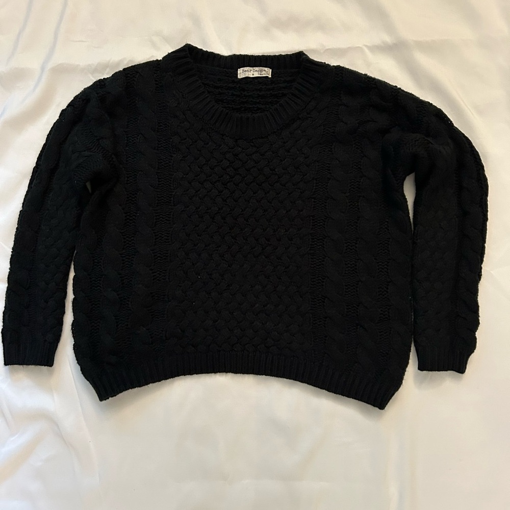 Bear Dance Black Cable Knit Sweater